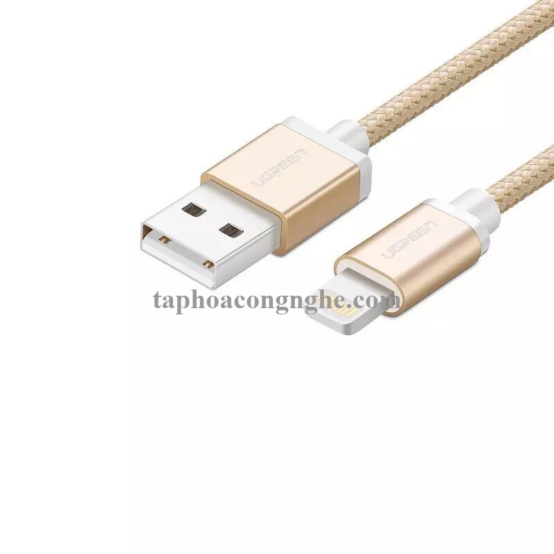 Ugreen 40695 0.5M màu Vàng Cáp Lightning sạc + truyền dữ liệu cho iPhone US199 30040695